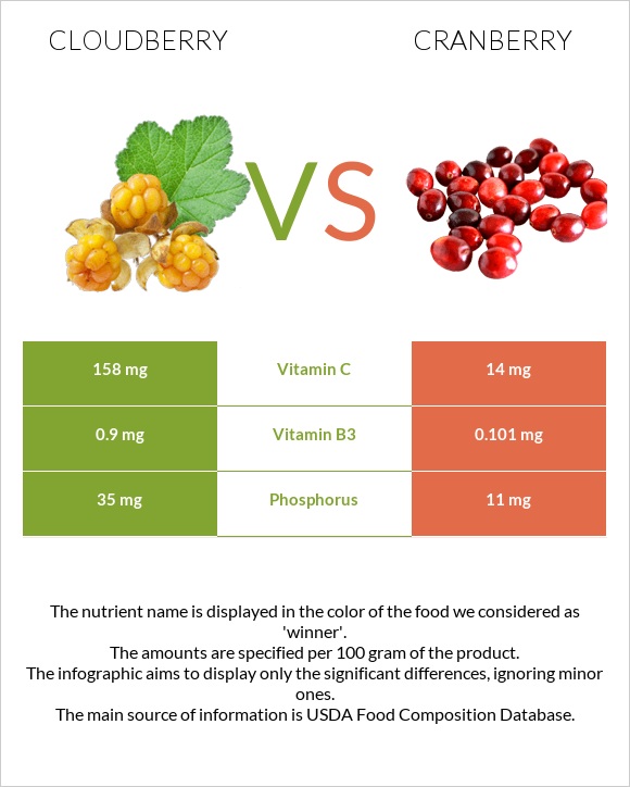 Cloudberry vs Cranberry infographic