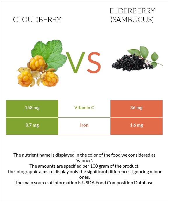 Cloudberry vs Elderberry infographic