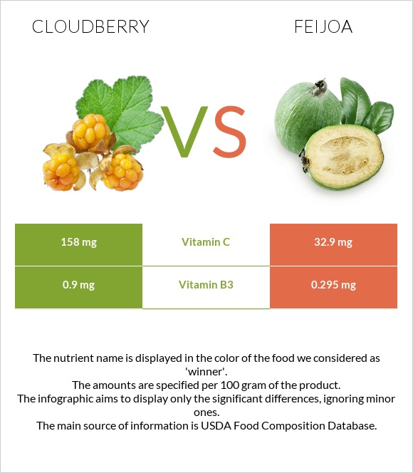 Cloudberry vs Feijoa infographic