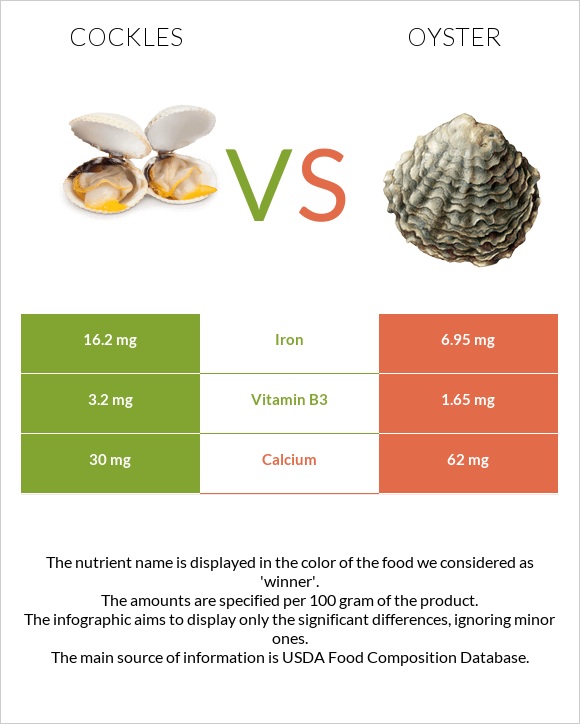Cockles vs Oysters infographic