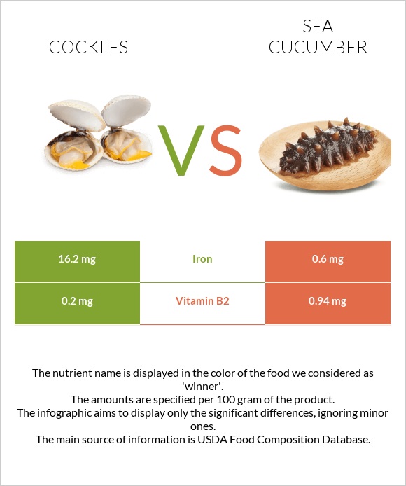 Cockles vs Sea cucumber infographic
