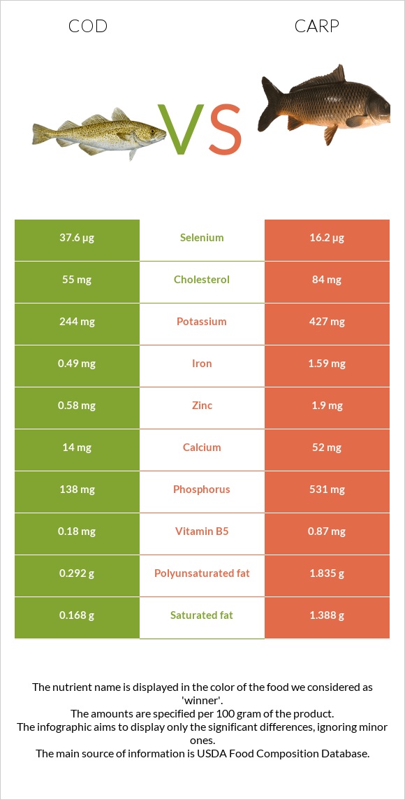 Ձողաձուկ vs Carp infographic