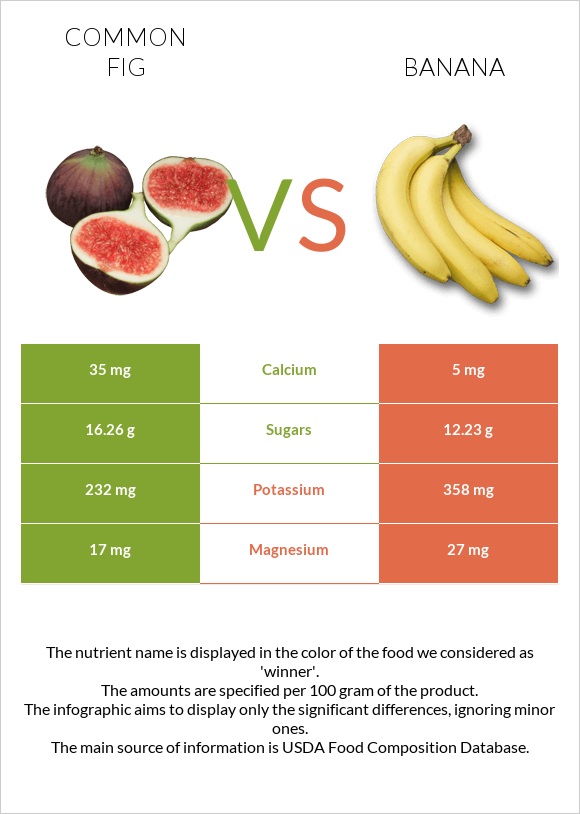 Common fig vs Banana infographic