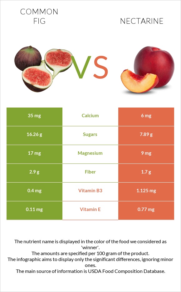 Common fig vs Nectarine infographic