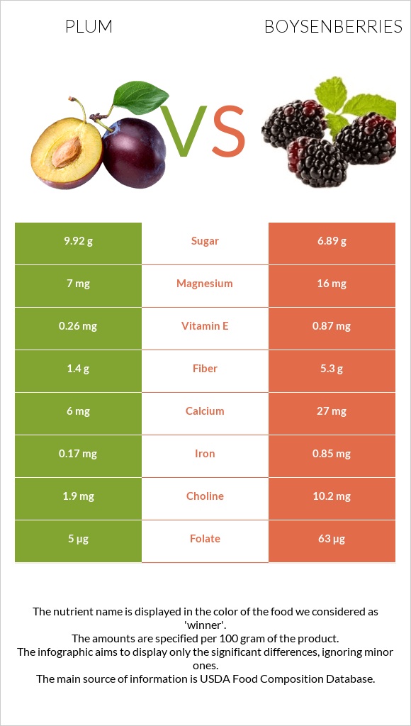 Plum vs Boysenberries infographic