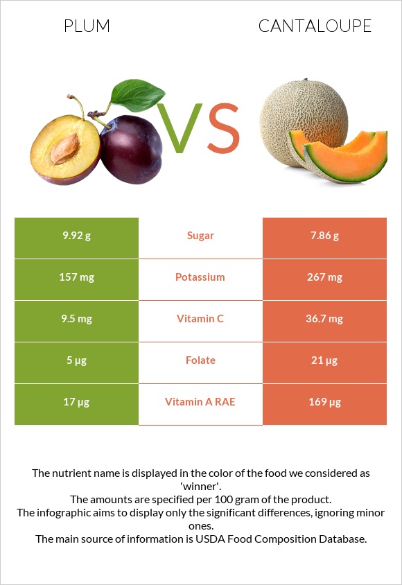 Plum vs Cantaloupe infographic