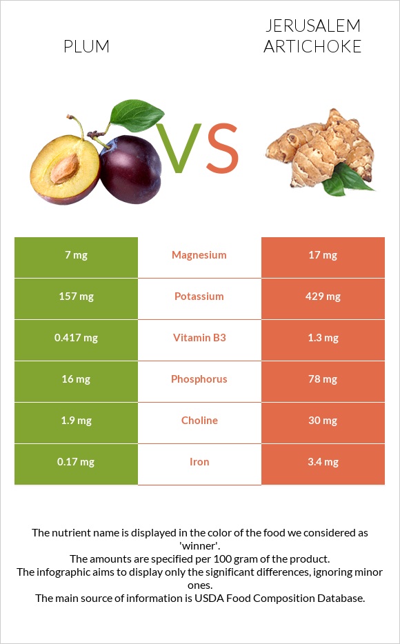 Plum vs Jerusalem artichoke infographic