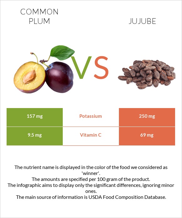 Common plum vs Jujube infographic
