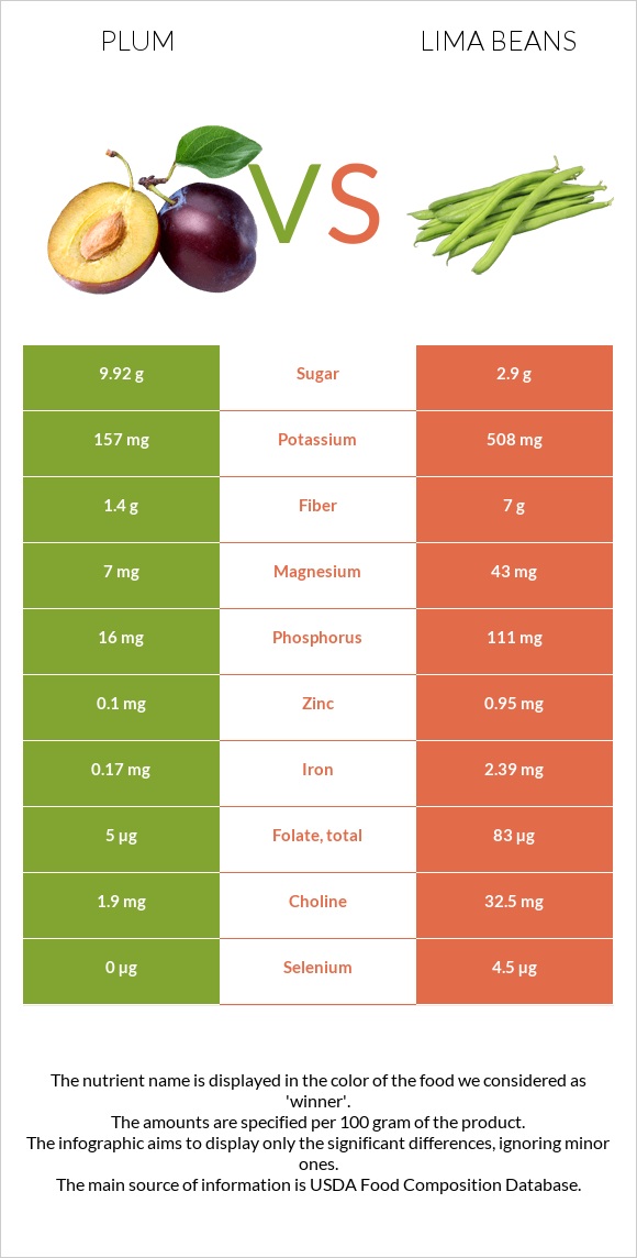 Plum vs Lima bean infographic