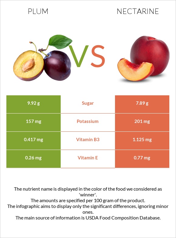 Common plum vs Nectarine infographic