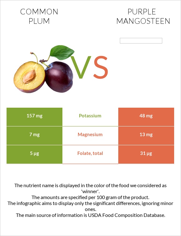 Սալոր vs Purple mangosteen infographic