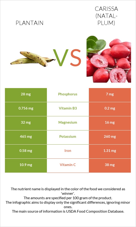 Plantain vs Carissa (natal-plum) infographic