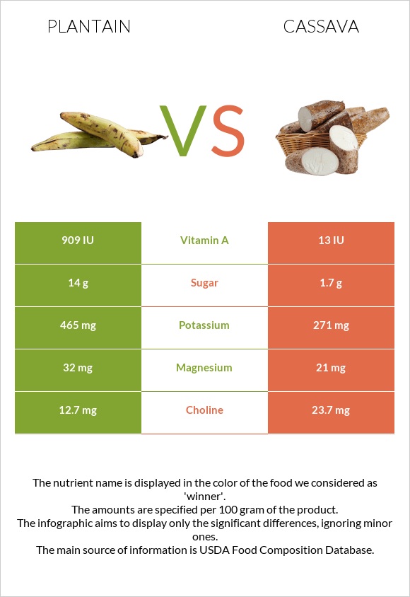 Plantain vs Cassava infographic