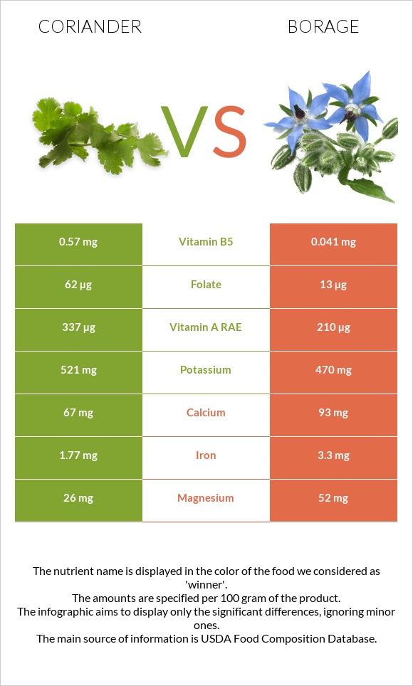 Համեմ vs Borage infographic