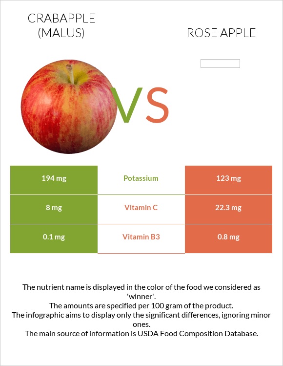 Crabapple (Malus) vs Rose apple infographic