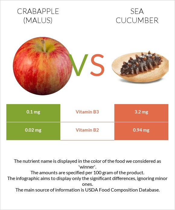 Crabapple (Malus) vs Sea cucumber infographic