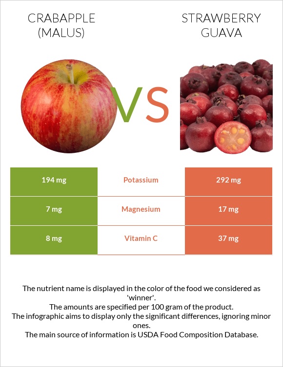 Կրաբապլներ (մալուս) vs Ելակի գուավա infographic