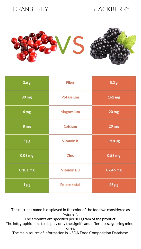 Cranberry vs Blackberry infographic