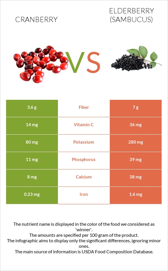 Cranberry vs Elderberry infographic