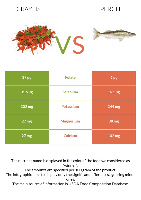 Crayfish vs Perch infographic