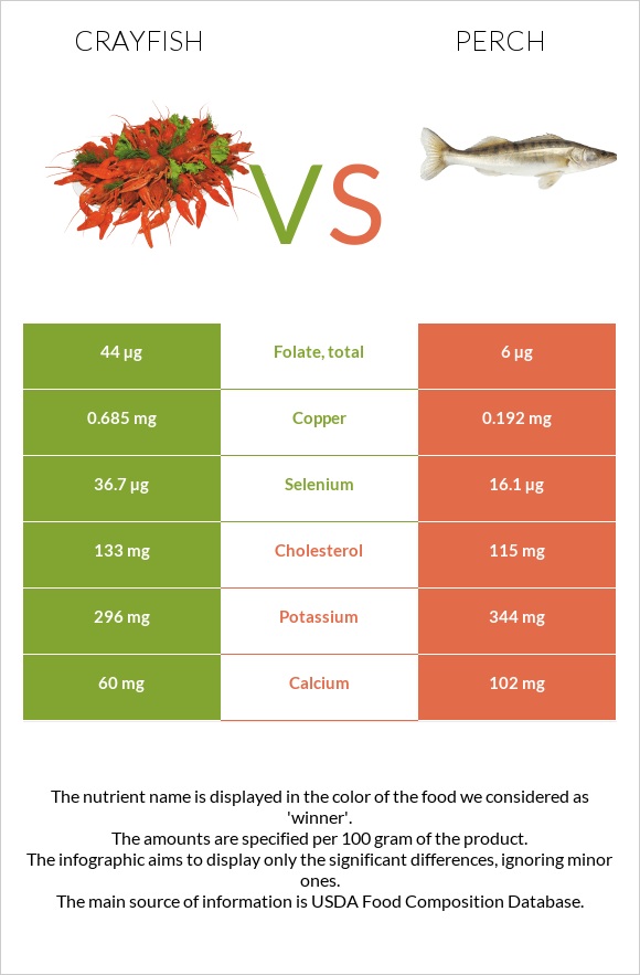 Crayfish vs Perch infographic