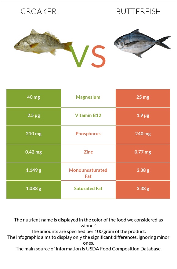 Croaker vs Butterfish infographic