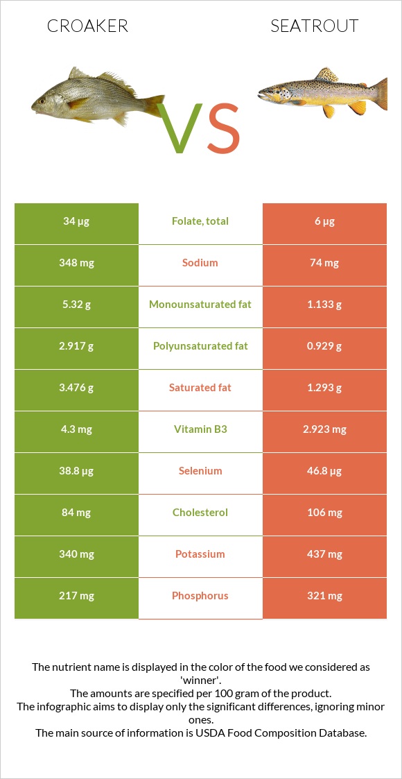 Croaker vs Seatrout infographic