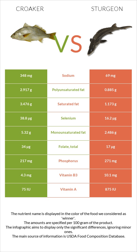 Croaker vs Sturgeon infographic