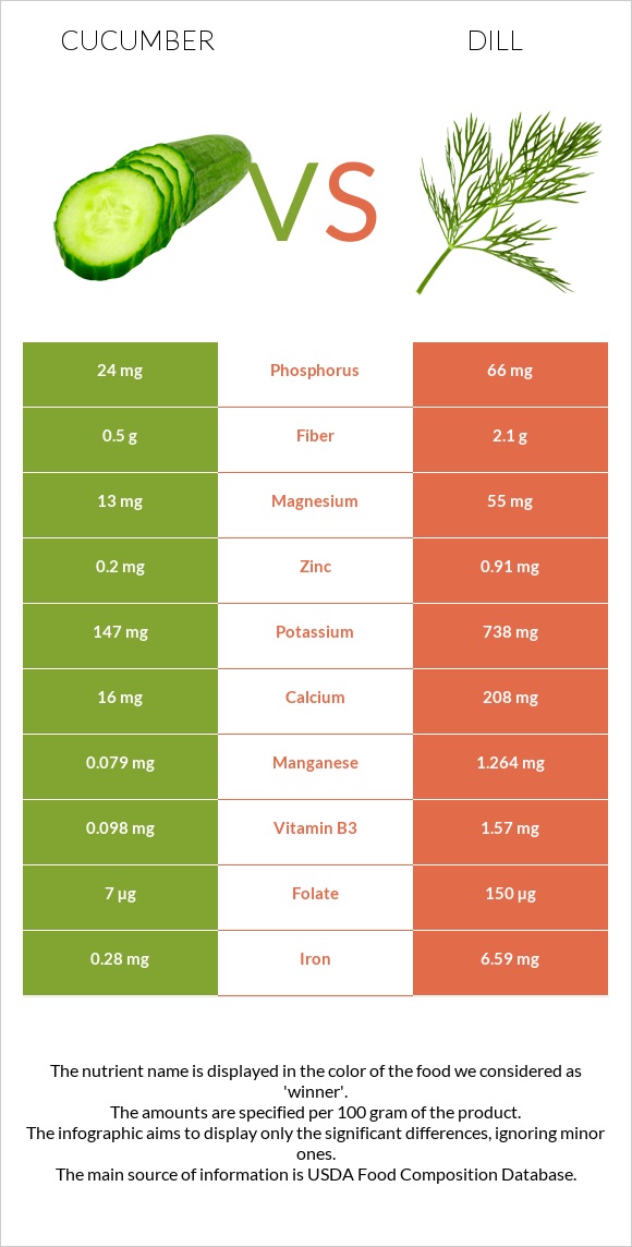 Cucumber vs Dill infographic