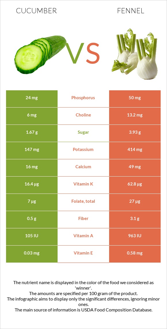 Cucumber vs Fennel infographic