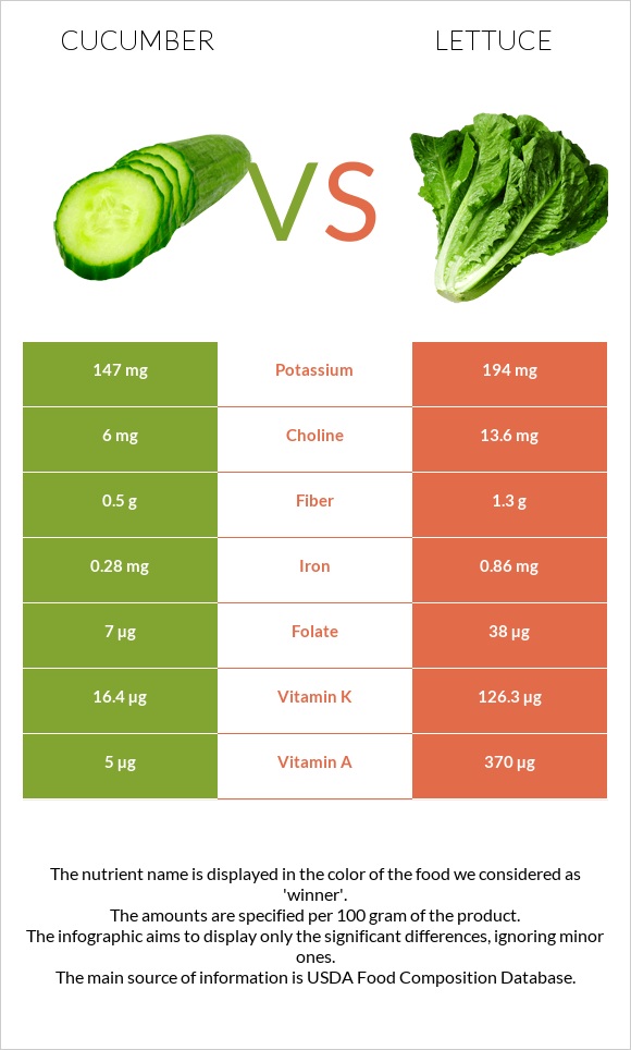Cucumber vs Lettuce infographic
