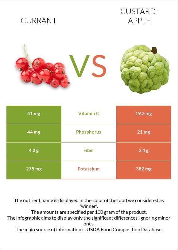 Currant vs Custard apple infographic