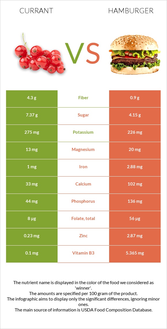 Currant vs Hamburger infographic