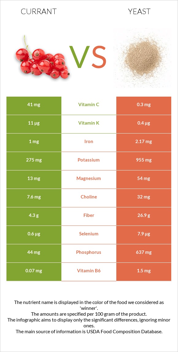 Currant vs Yeast infographic