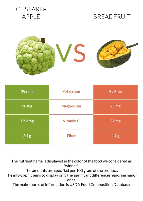 Custard apple vs Breadfruit infographic