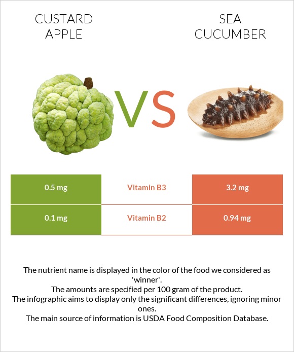 Custard apple vs Sea cucumber infographic