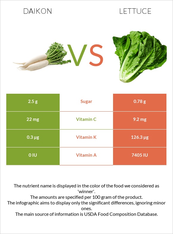 Daikon vs Lettuce infographic