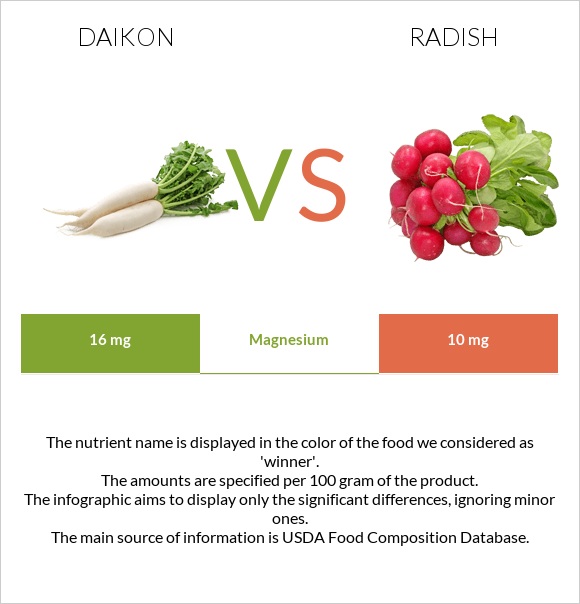 Ճապոնական բողկ vs Բողկ infographic