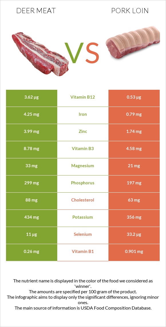 Deer meat vs Խոզի սուկի infographic