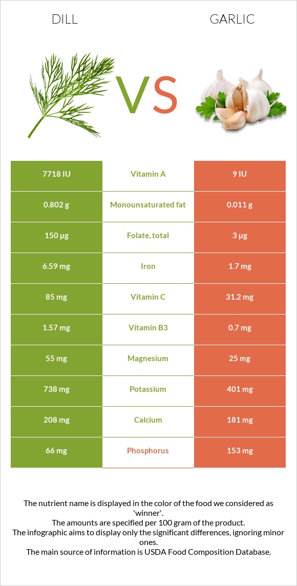 Dill vs Garlic infographic