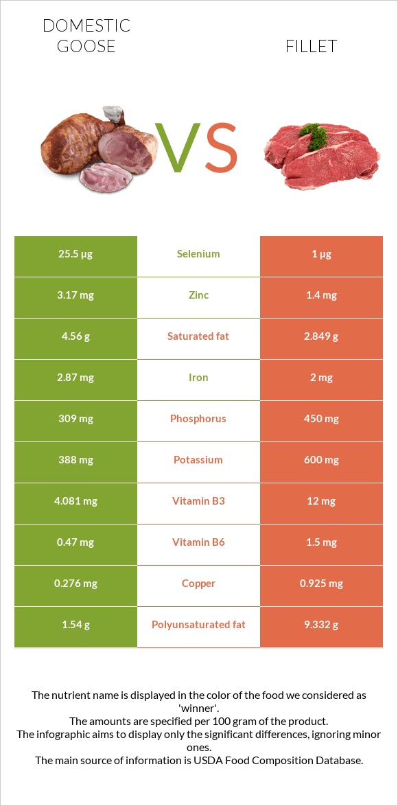 Domestic goose vs Fillet infographic