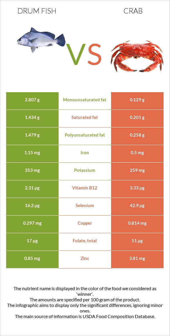 Drum fish vs Ծովախեցգետին infographic