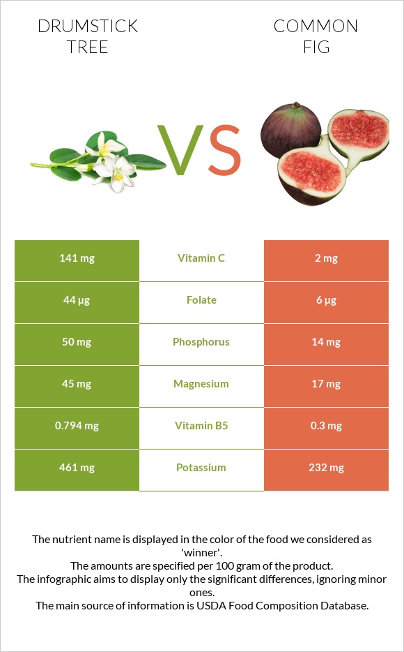 Drumstick tree vs Figs infographic