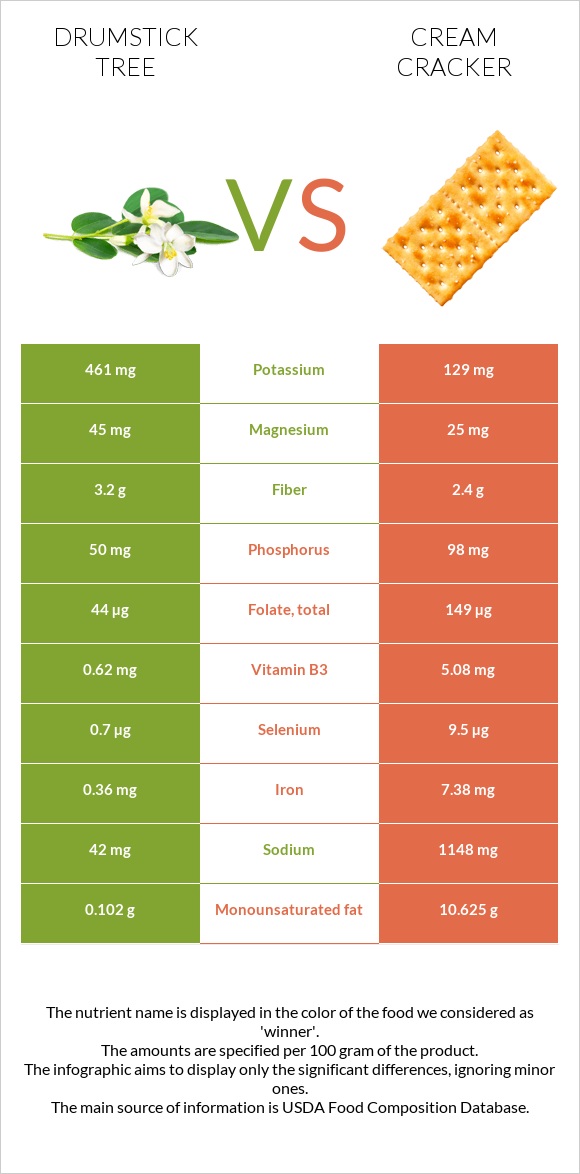 Drumstick tree vs Cream cracker infographic