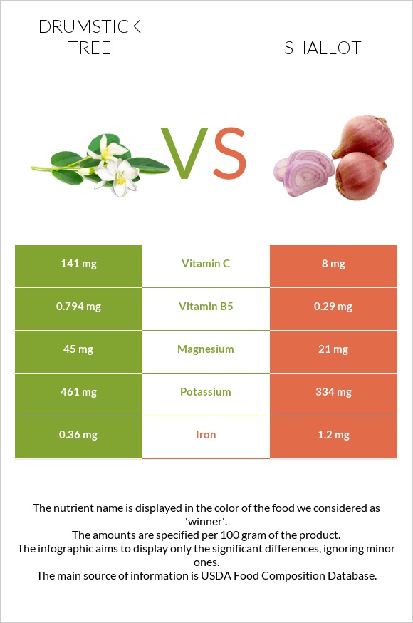 Drumstick tree vs Shallot infographic