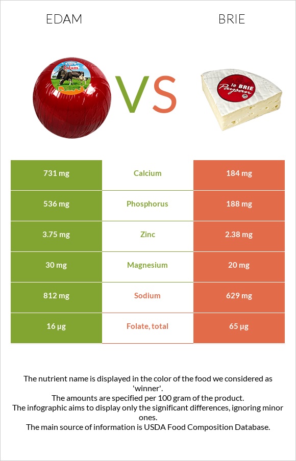 Edam vs Brie infographic