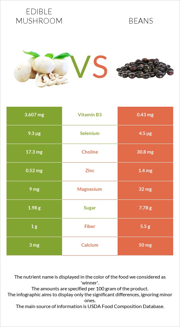 Սունկ vs Լոբի պինտո infographic