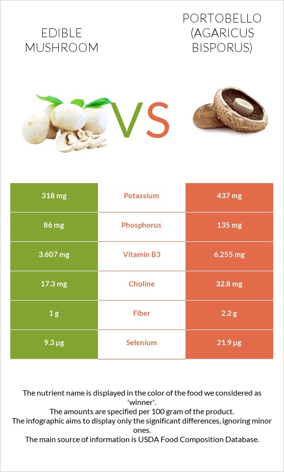 Սունկ vs Պորտոբելլո infographic