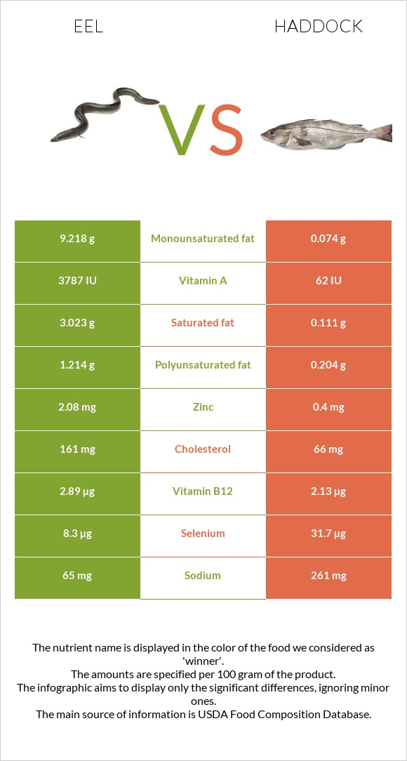 Eel vs Haddock infographic