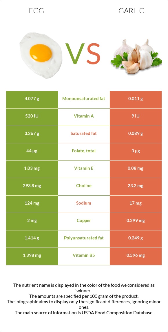 Egg vs Garlic infographic